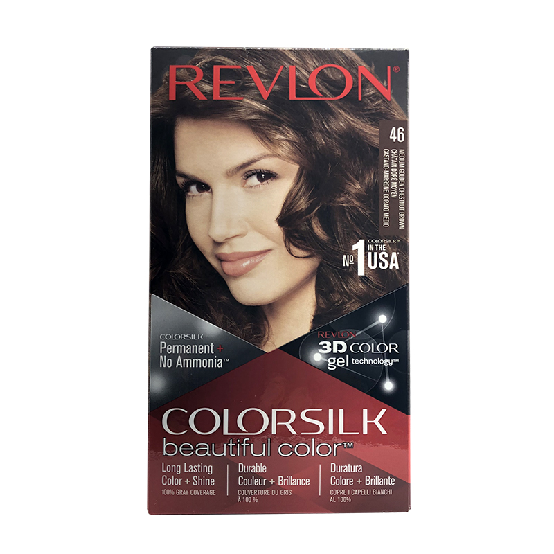 美国Revlon露华浓 丽然染发剂 金酒红褐色 4GM 46号1盒 59ml+59ml+11.8ml